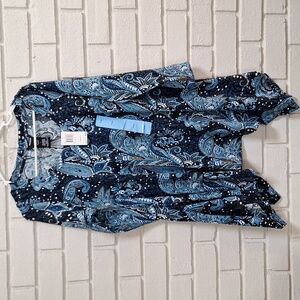 Premise Blue and Black Paisley Sharkbite Tunic. Size Large NWT